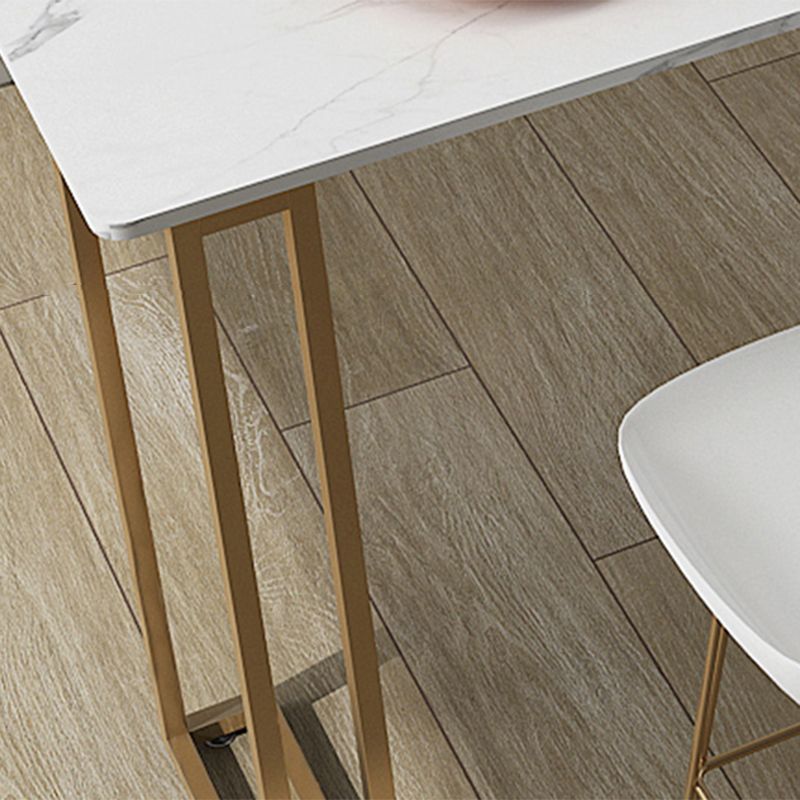 Contemporary Gold and White Counter Wine Table Marble Fixed Table Indoor Patio Bar Table