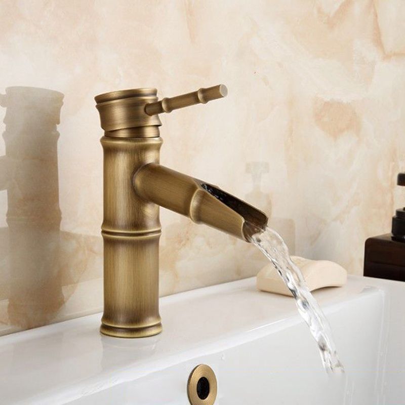 Farmhouse Brass Bathroom Faucet Lever Handle Faucet Single Hole Vessel Sink Faucet