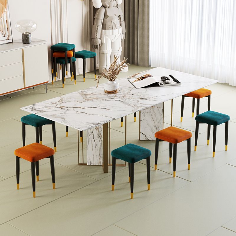 Contemporary Tear Resistant Ottaman Square Orange Velvet Standard