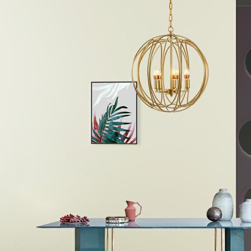 Lámpara de suspensión de metal de lámpara global de estilo antiguo en oro para pasillo