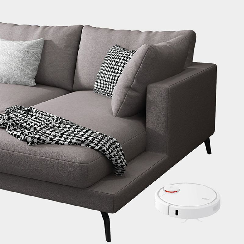 Fabric Modern L-shape Sectional Square Arm Sofa & Chaise with Pillows