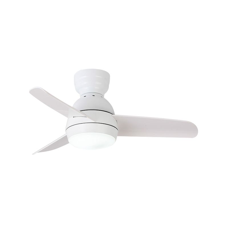 33.5" W LED Ceiling Fan Light Kids Dome Metal Semi Flushmount in Pink/Green/White with 3 White Plastic Blades, Wall/Remote Control