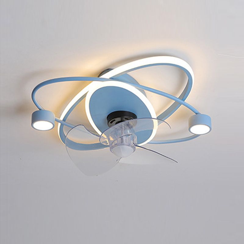 3-Blade Children Fan with Light LED Metallic Pink/Blue Ceiling Fan for Home