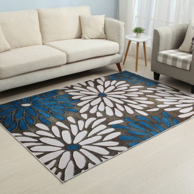 Yellow Simple Rug Polyester Abstract Print Rug Washable Rug for Living Room