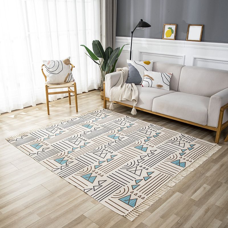 Vintage Americana Printed Teppich Baumwollmischung Teppich Bohemian Fringe Innen Teppich für Wohnkultur