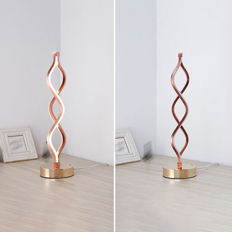 Modern Style Desk Lighting Fixture Linear Twisted LED Desk Lamp for Bedroom