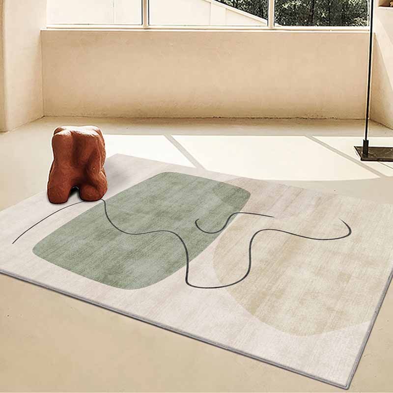 Leisure Polyester Carpet Contrast Panel Area Rug Non-Slip Backing Indoor Carpet for Living Room