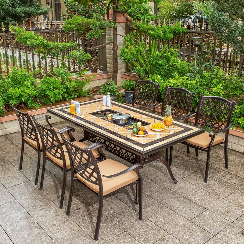 Industrial Outdoor Dining Table Aluminum Fire Resistant Patio Table