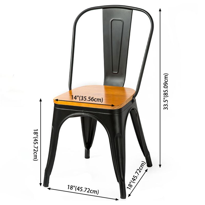 Industrial Dining Room Chair Slat Back Side Chair with Metal Legs for Home Use