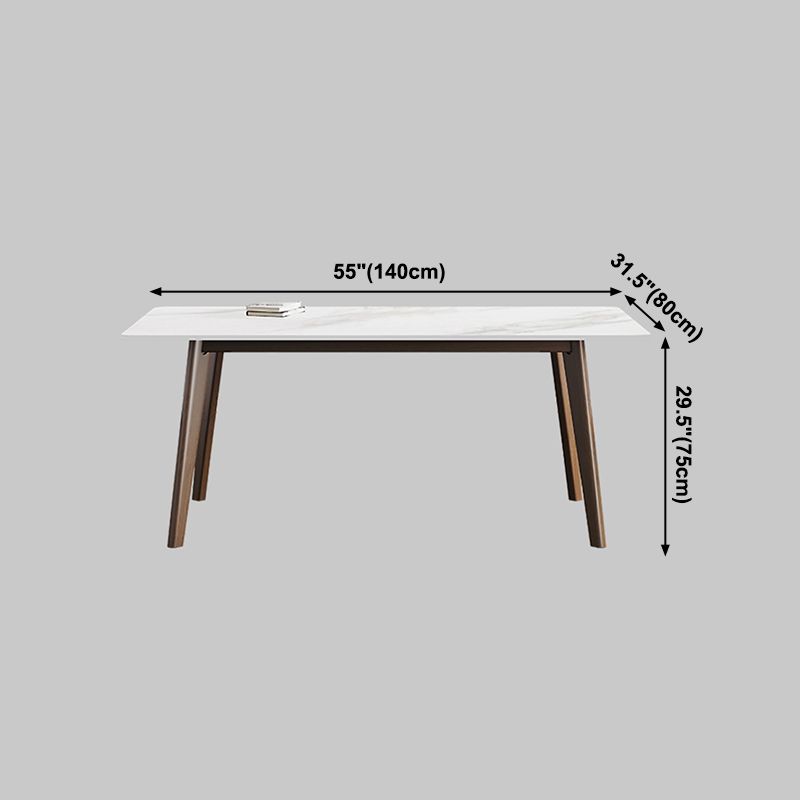 Rectangle Industrial Dining Table White Fixed Table with Sintered Stone