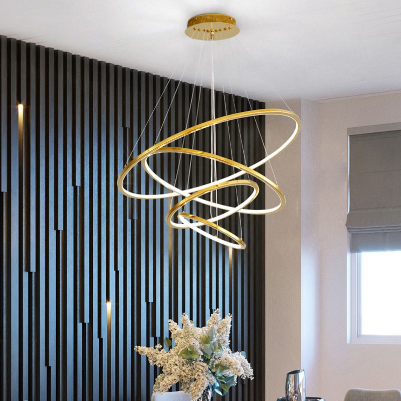 Circle Multi-layer Hanging Light Modern Style Multi Lights Metal Pendant Lights