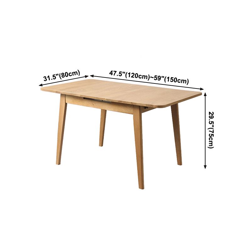 Rechteck 4 Beine Esstisch Holzfarbe Ausleitbarer Tisch mit Eichenholz Massivholz