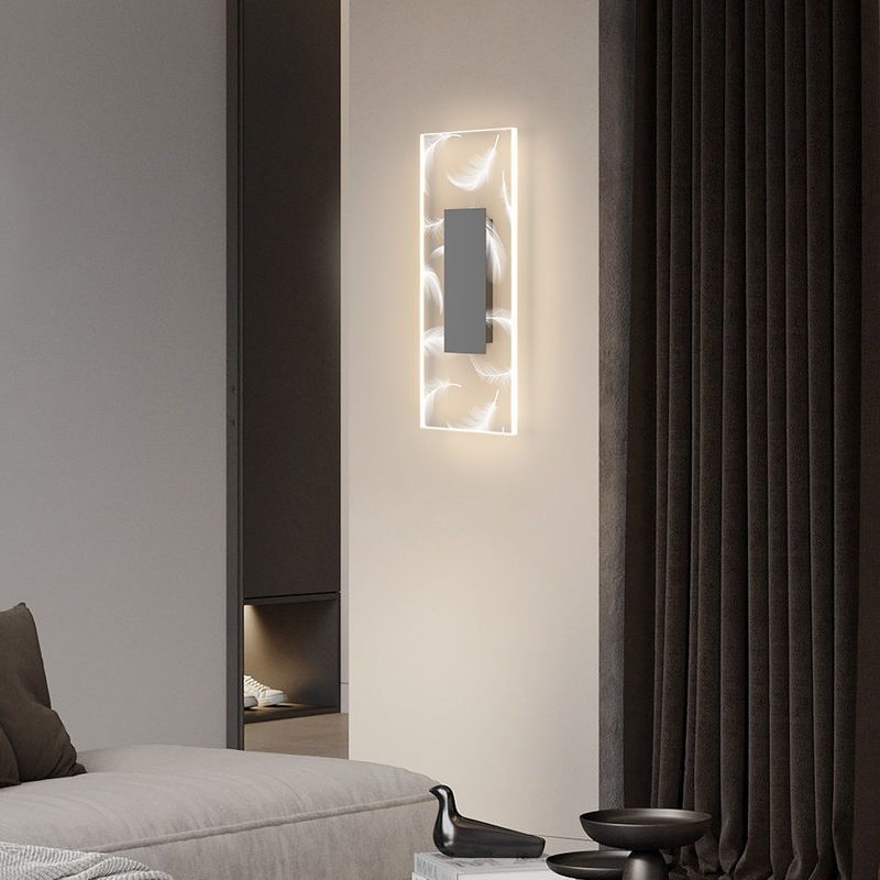 1 - Light LED Wall Light Modern Rectangle Iron and Acrylic Wall Mount Lighting