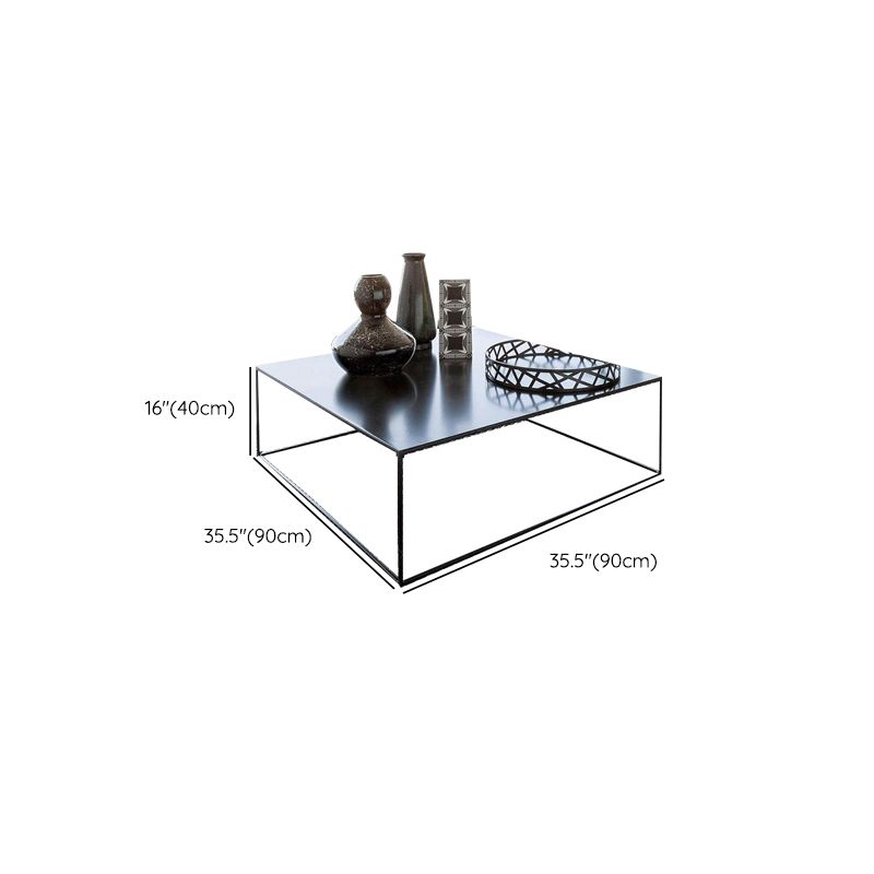 Iron Coffee Table with Frame Base Mid-Century Modern Black/White Coffee Table