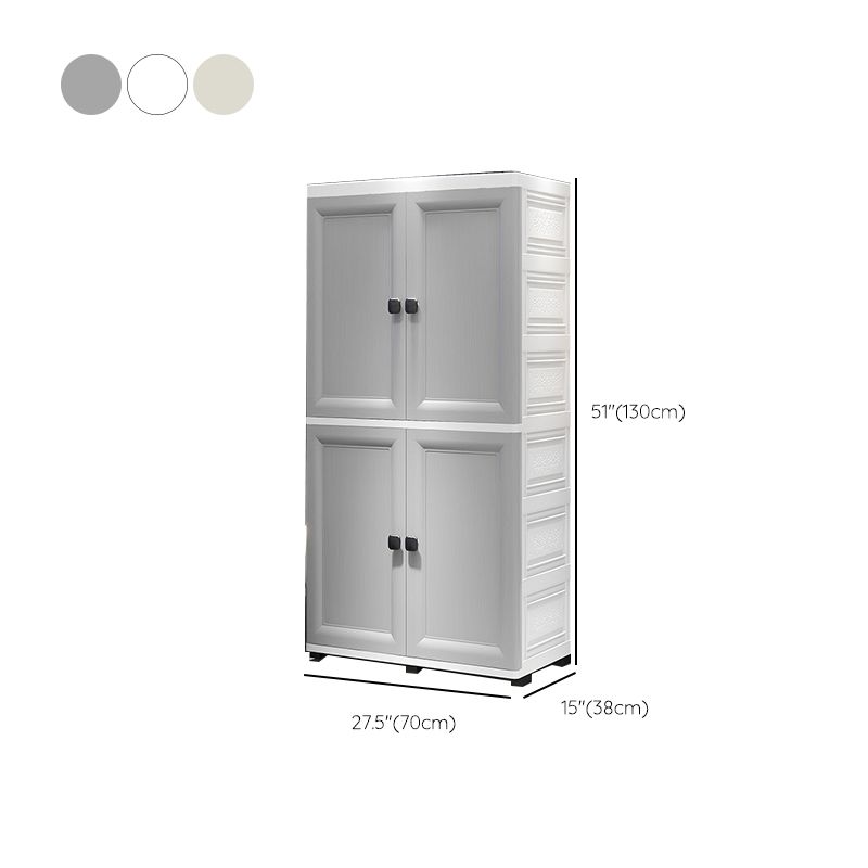 Modern Plastic Storage Cabinet for Bedroom Matte Finish Cabinet with Hinged Door