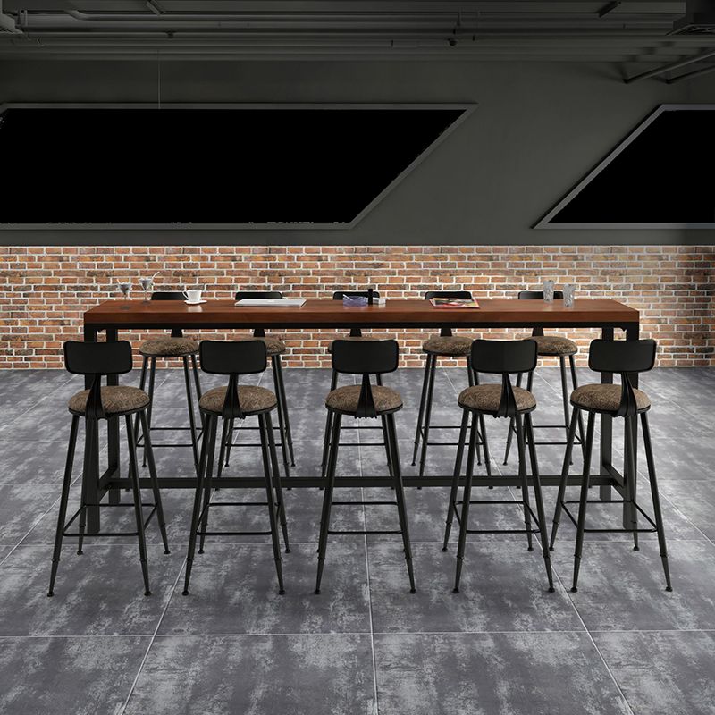 Industrial Rectangle Bar Table Solid Wood Bar Dining Table with Trestle Base