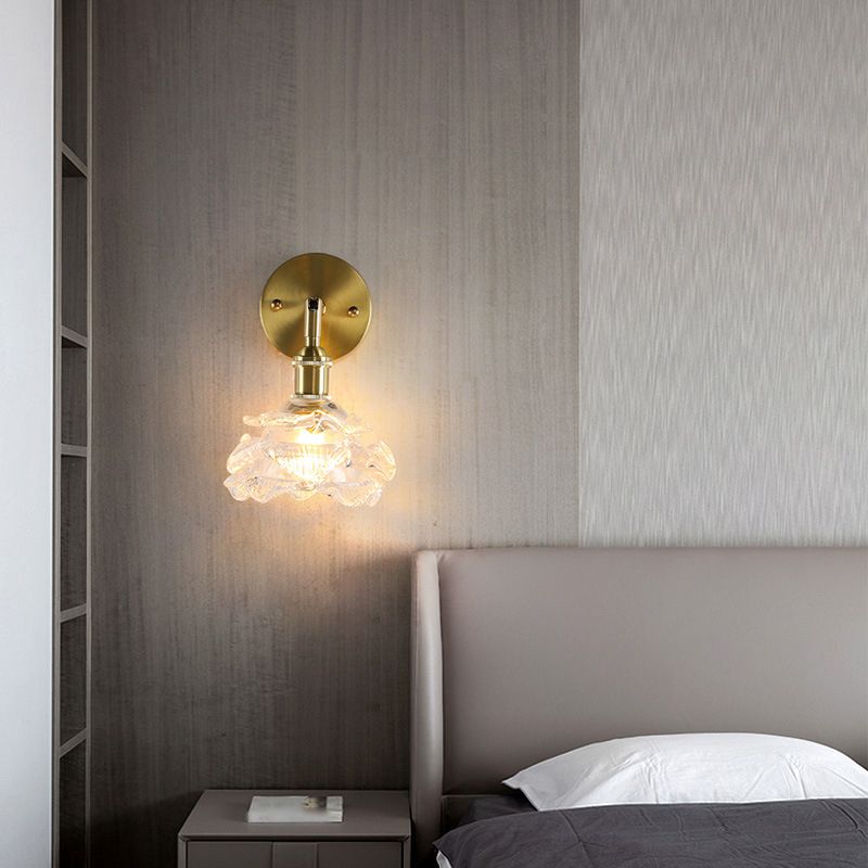 Glass Flower Wall Sconce Lighting Industrial Style 1 Light Wall Lamps