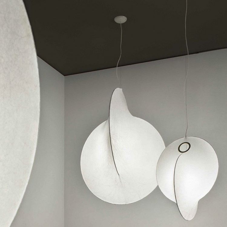 Luminaire de pendentif encerclant blanc artistique simple 1 tissu de bulbe