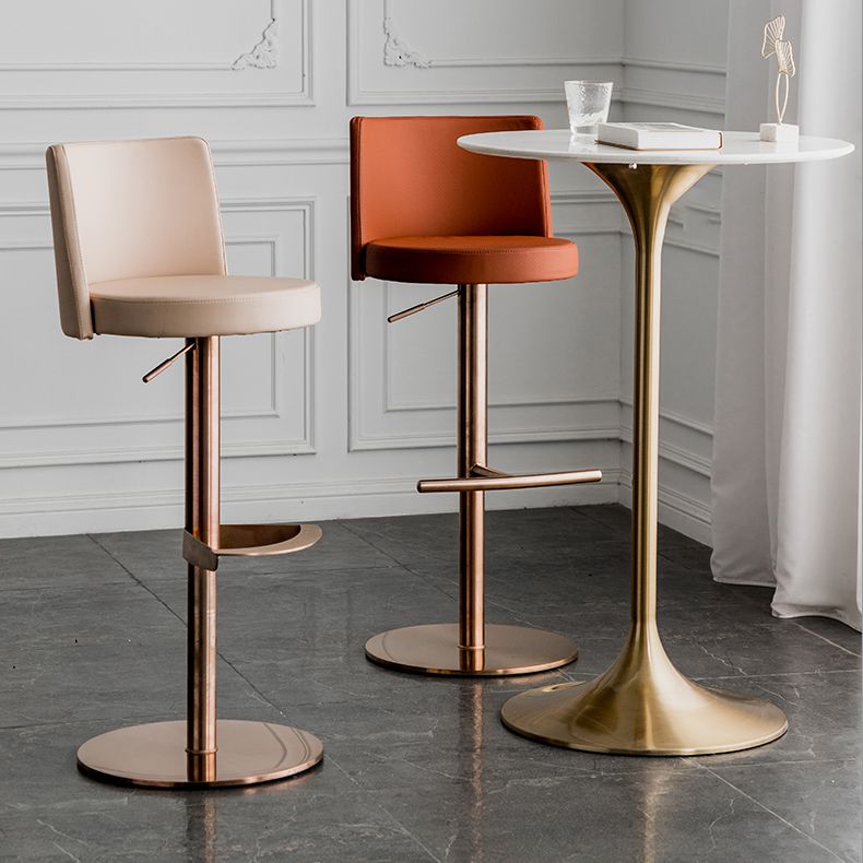 Glam Style Faux Leather Barstool Liftable Counter Bar Stool for Kitchen