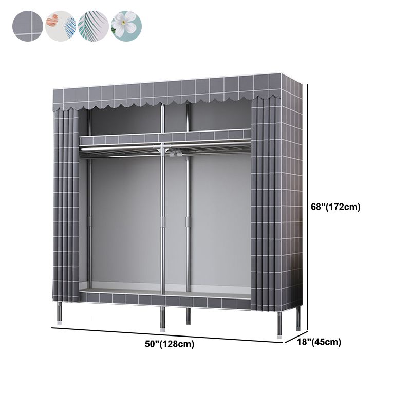 Contemporary Style Metal Wardrobe Cloth Rod Included Wardrobe Closet for Home