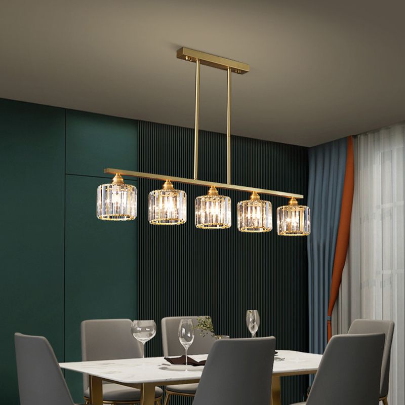 Lámpara de colgadura de estilo nórdico de estilo de cristal de cobre completo para el comedor