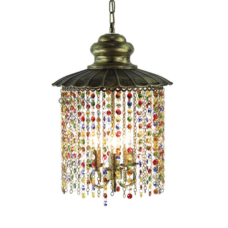 Metal Cascading Chandelier Light Fixture Decorative 3 Heads Restaurant Suspension Pendant in Bronze