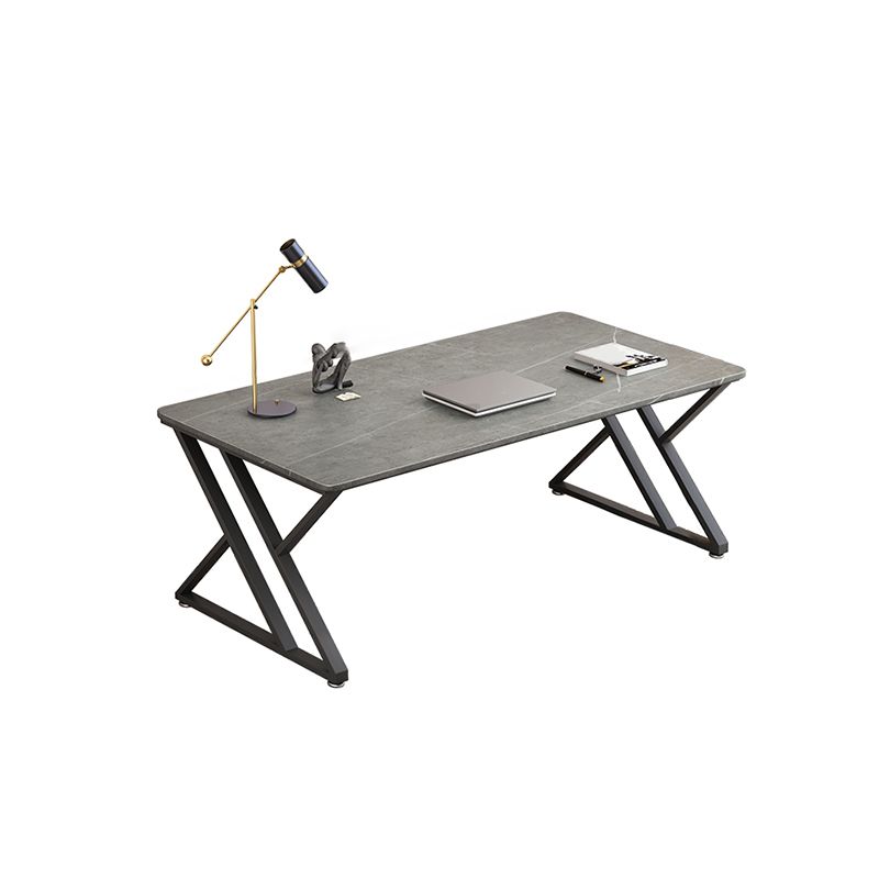 Industrial Rectangular Office Desk Antique Finish Gaming Desk with Metal Legs