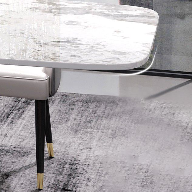 Stone Dining Table Traditional Luxury Dining Site Table with Stainless Steel Base