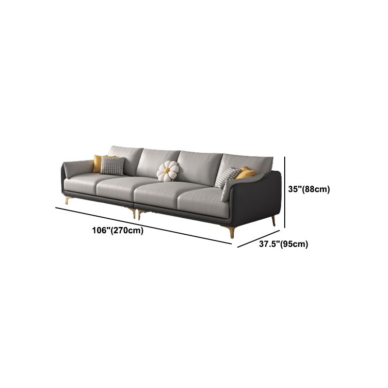 Contemporary Sloped Arm Faux Leather Stain Resistant Sofa Couch