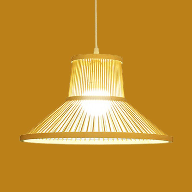 Handgewebtes Bambus -Pendellicht mit Schatten Landschaft 1 Licht Beige Suspension Licht für Restaurant, A/B