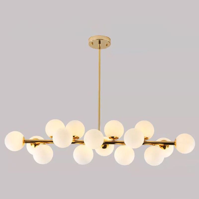 Ball-Shaped Island Chandelier Light Minimalist Style Glass Island Lighting Fixture