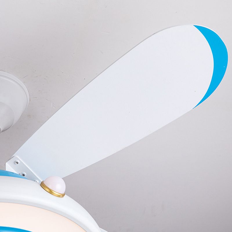 Children LED Ceiling Fan Light Simple Ceiling Mount Lamp with Wood for Bedroom