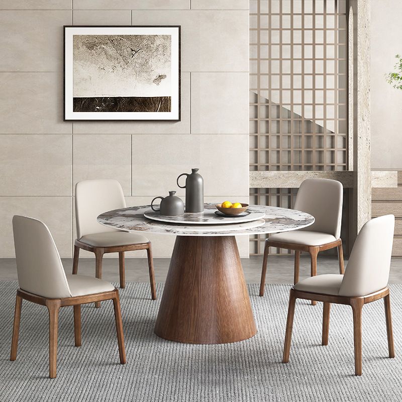 Modern 1/4/5/7 Pieces Dining Sintered Stone Dining Table Set for Kitchen with Wood Legs