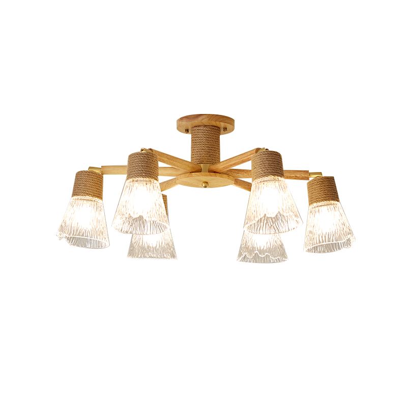 Bell Shape Glass Flush Mount Light Modern Style Multi Lights Ceiling Mount Light in Brown