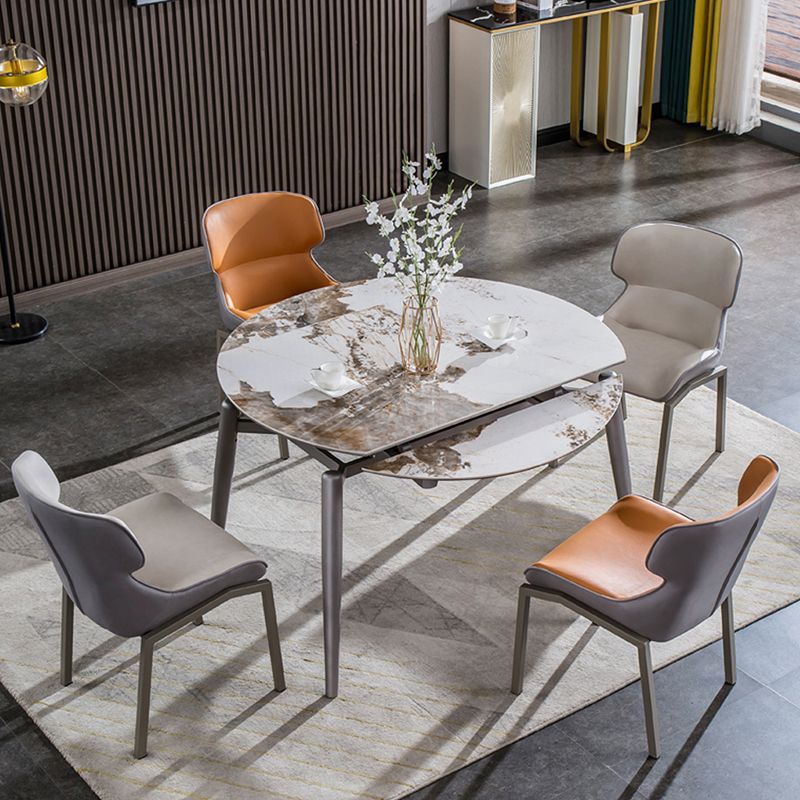 Extendable Dining Table Modern Round Stone Dinner Room Kitchen Table