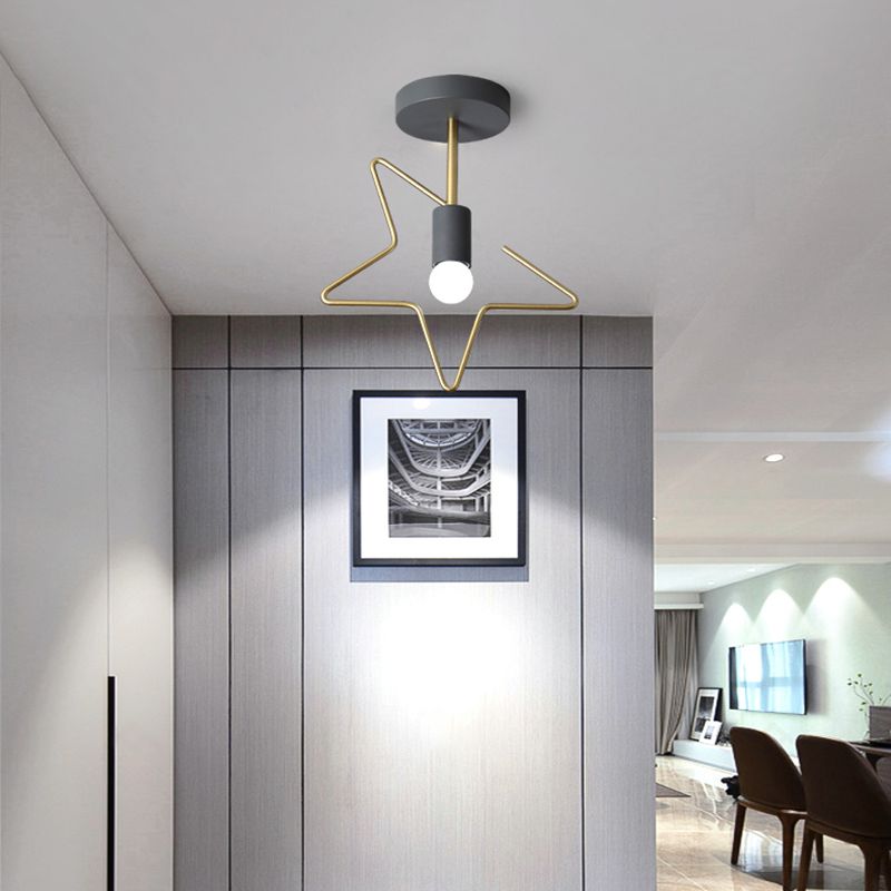 Metal Unique Shade Flush Ceiling Light Modern Style 1 Light Flush Mount Fixture