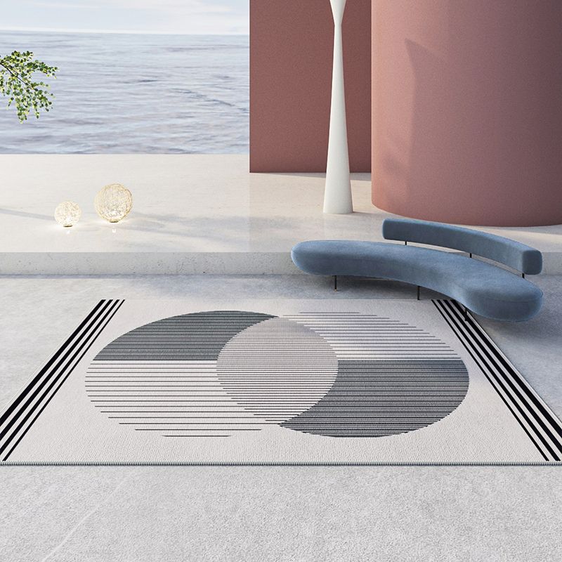 Contemporary Geometry Printed Rug Polyester Indoor Carpet Non-Slip Backing Carpet for Living Room