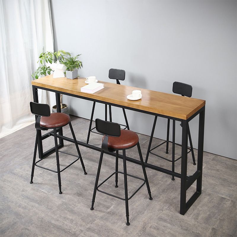 Modern Rectangle Bar Dining Table Wood Bar Height Table with Trestle Base