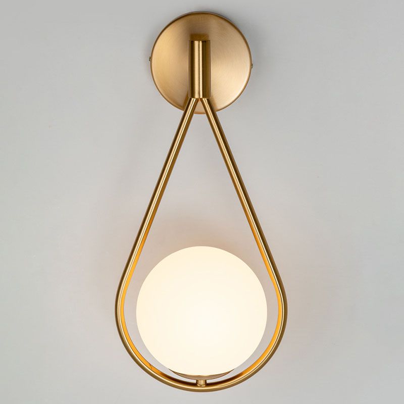Globe Glass Wall Sconce in Modern Simplicity Wrought Iron Wall Lamp for Interior Spaces