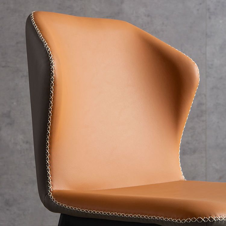 Leather Contemporary Style Dining Chair Matte Finish Wingback Side Chair