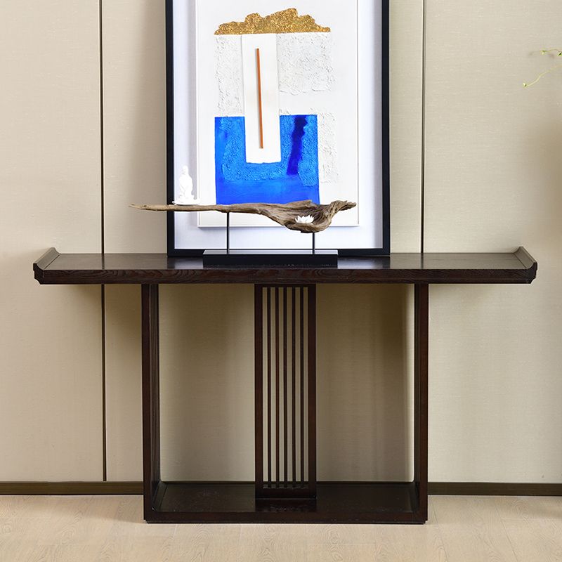 Rectangle Shape Contemporary Console Table Dark Brown Ash Console Sofa Table