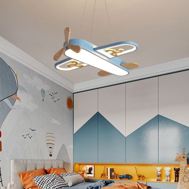 Childrens Plane Shaped Hanging Lamp Acrylic Bedroom LED Chandelier Pendant Light