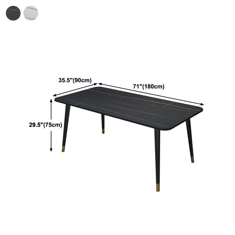 Glam Stone Rectangle Dining Table Matte Finish Home Table with 4 Legs