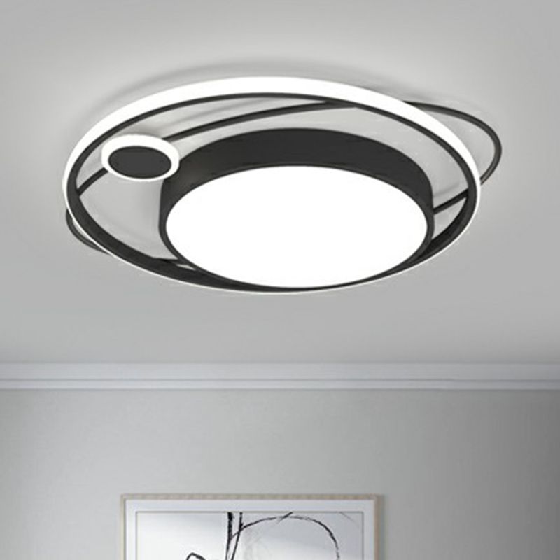 Circle Led Flush Mount Ceiling Fixture Nordic Metal Black Flush Mount Light for Bedroom