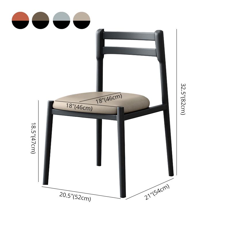 Ladder Back Armless Dining Chairs Upholstered Side Chairs with Metal Legs