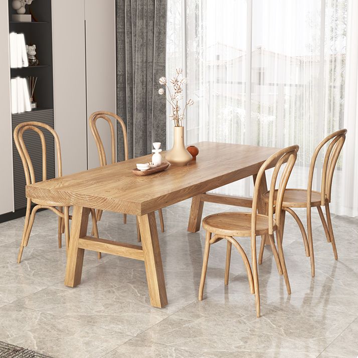 Modern Natural Finish Dinette Table Solid Wood Top Dining Table