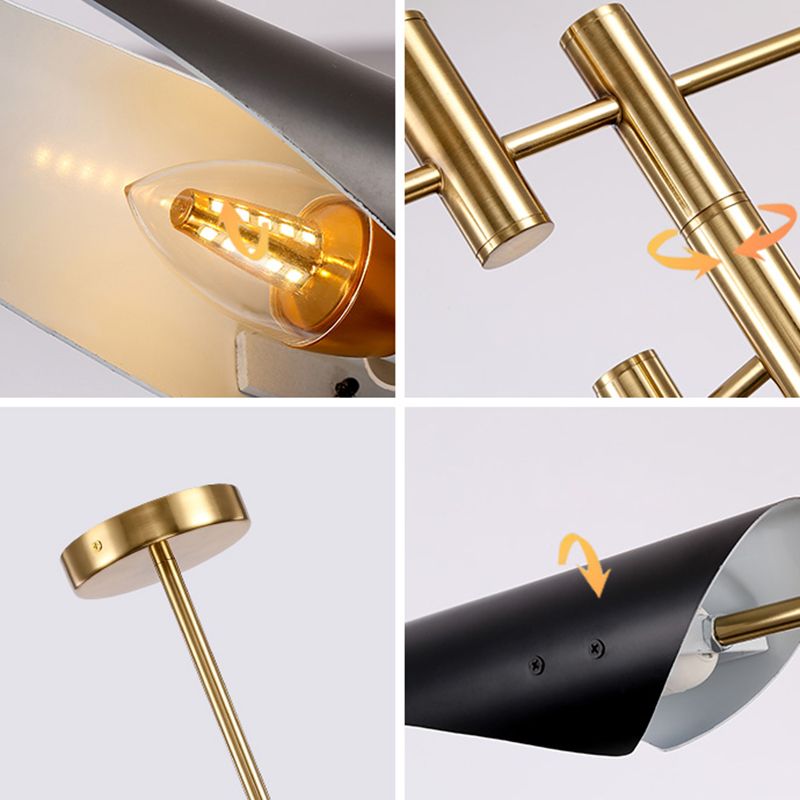 Metal de black metal moderno accesorios de iluminación de sputnik luces colgantes para sala de estar