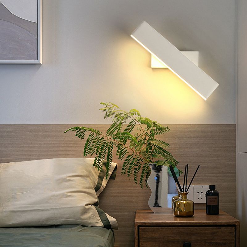 Rectangle du mur de mur rotatif en métal moderne de 12,5 "de large applique murale à LED pour le salon