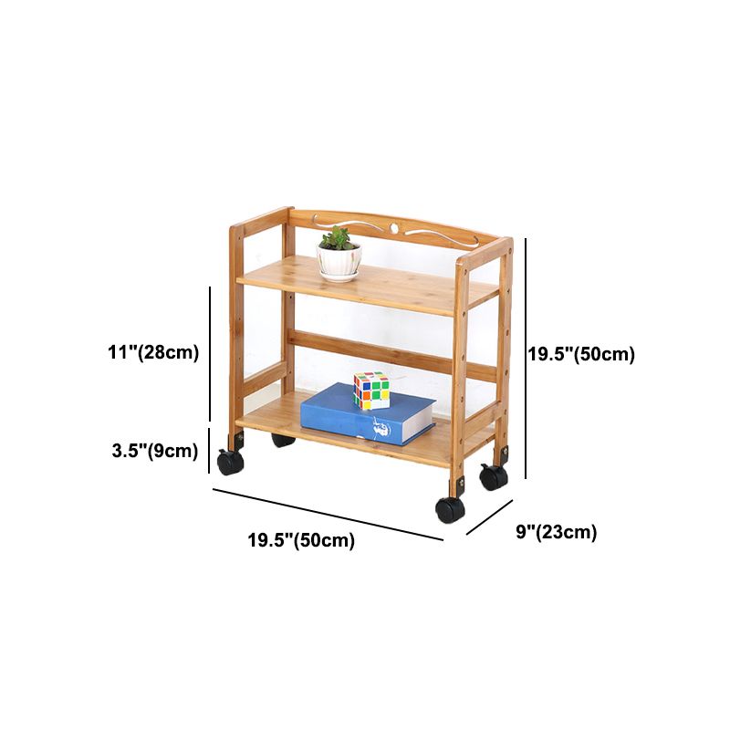 Natural Urban Etagere Bookshelf Manufactured Wood Bookcase with Caster Wheels
