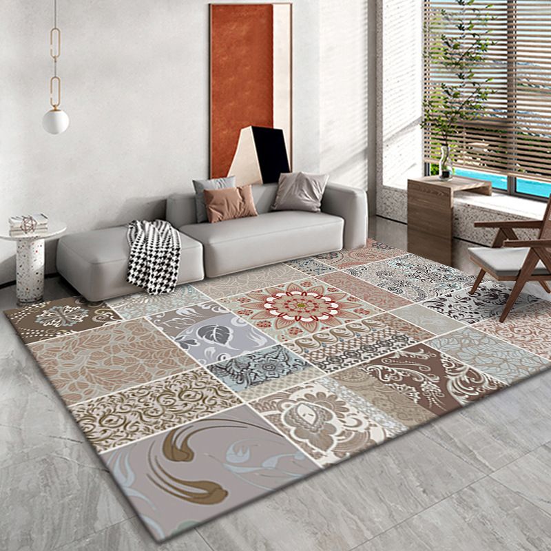 Bohemian Living Room Area Carpet American Pattern Polyester Area Rug Stain Resistant Rug